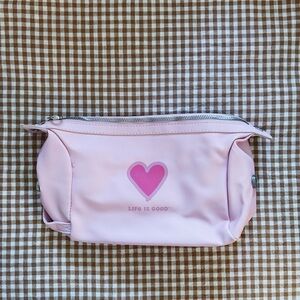 Life Is Good Pink Heart Cosmetic Bag